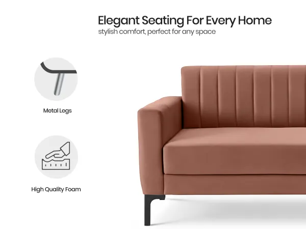 Tulip Upholstered 2 Seater Sofa in Rusty Rubby Color